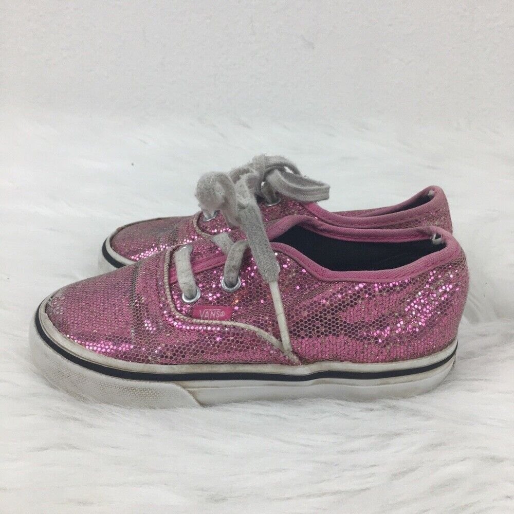 Vans 8.0 Pink Sparkly Sneakers Tie Shoes Girls Skater Classic